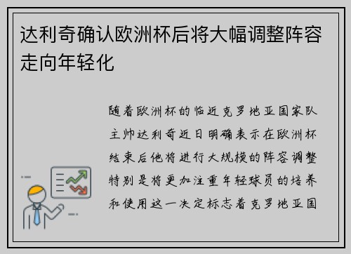 达利奇确认欧洲杯后将大幅调整阵容走向年轻化